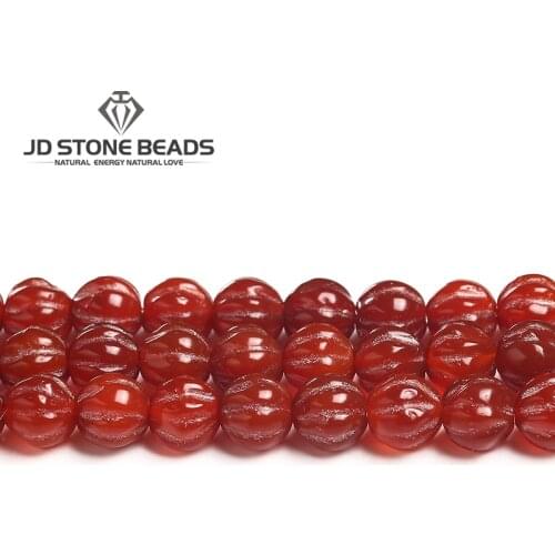 Natural Red Agate Pumpkin Shaped Beads Stone Beads Loose Spacer Beads For Jewelry Making DIY Bracelet Handmade 10/12/14mm