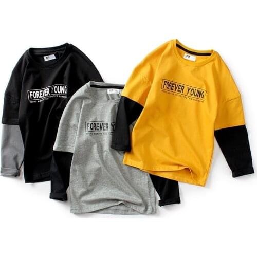 Childrens wear 2021 spring and autumn new childrens long-sleeved T-shirts Boys' long-sleeved T-shirt with drop shoulders boy