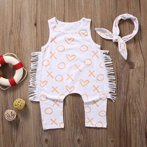 Sleeveless Summer Infant Baby Girl Cotton Romper Jumpsuit Kids Clothes Outfit Set
