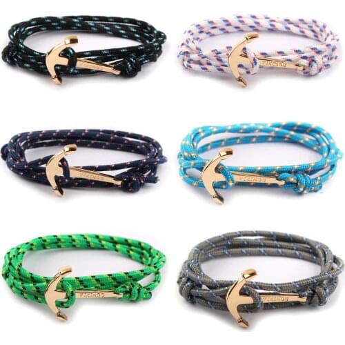 Hot Fashion 10 Colors Summer Beach Nylon Rope Chain & Link Bracelets Popular Jewelry Anchor Bracelets for Women Men Dropshipping