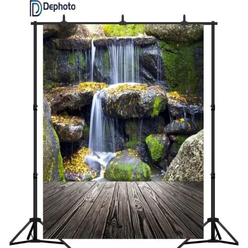 DePhoto Waterfall wooden walkway Scenery Portrait Photography Backgrounds Custom Photographic Backdrops For Photo Studio