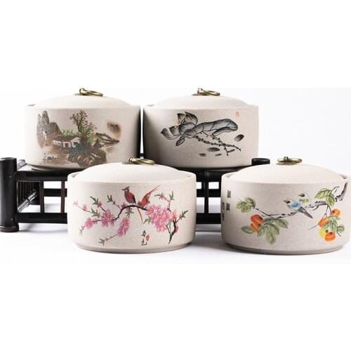 Ceramic Airtight Jar Tea Storage Home Retro Moisture-proof Tea Box Mini Small Storage Tank Living Room Coffee Table Decoration