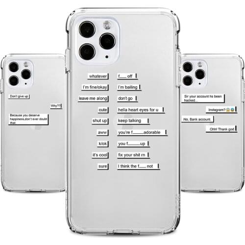 Cool Dialogue Letter Phone Case for IPhone SE 11 8 7 6s Plus Pro X XS MAX XR Anti-knock Silicone TPU Back Cover Accessories