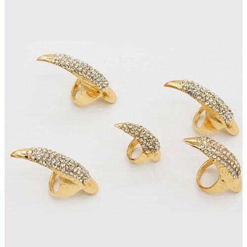 Punk Rock Finger Rings For Women Black Gold Color CZ Crystal Eagle Claw Nail Ring Fashion Cosplay Party Jewelry Thumb Rings