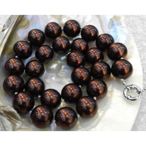 Beautiful 16MM Brown Coffee Shell Pearl Necklace 18" 36" AAA