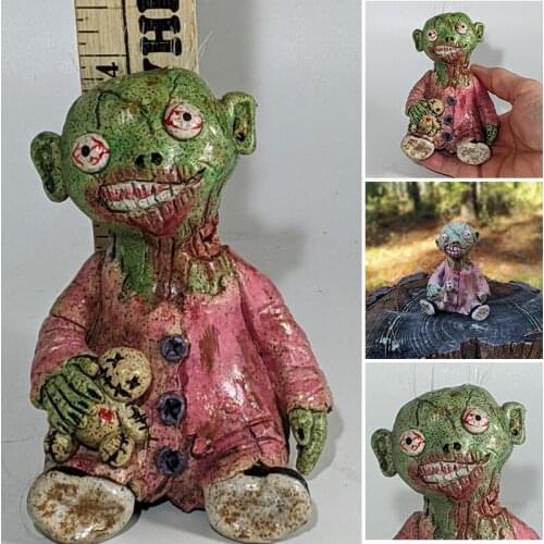 Zombie Girl Incense Burner Desktop Resin Ornament Handmade Carft Standing Doll E7