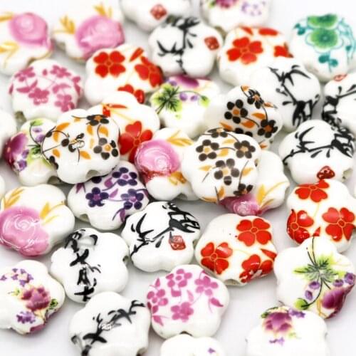Fashion Jewelry Beads 15*6mm 10Pcs Lot Round Ceramic Beads Mixed Color Green Blue Black For Bracelet Necklace Pendant DIY