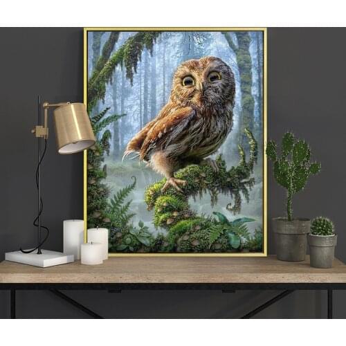 6th Cross Stitch Embroidery Kits 14CT Owl Animal Tree Cotton Thread Painting DIY Needlework DMC New Year Home Decor