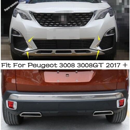 Lapetus ABS Rear Fog Lights Lamp Cover Trim Accessories For Peugeot 3008 3008GT 2017 2018 2019 2020 Chrome / Carbon Fiber Style