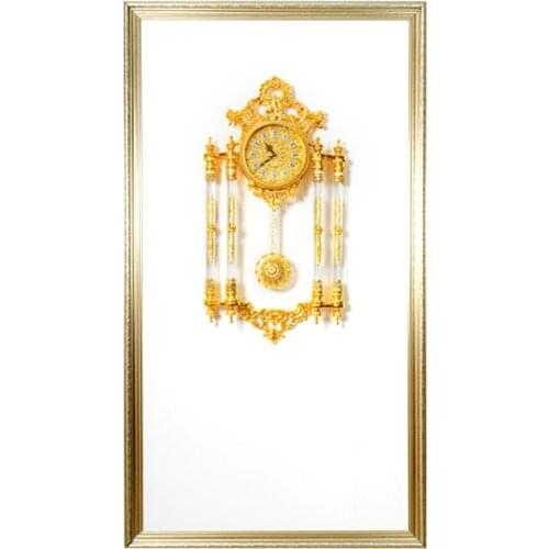 Copper Plated Crystal Wall Clock Home Stereoscopic Wall Clock, Silent Scanning Movement, Glass Mirror Home Hote