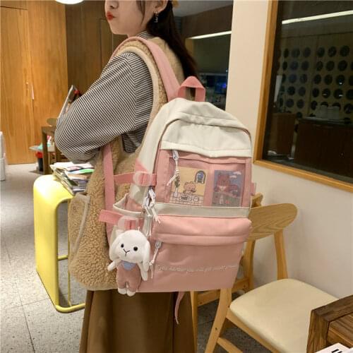 New INS school bag female students fashion Korean junior high school students simple versatile large capacity travel backpack