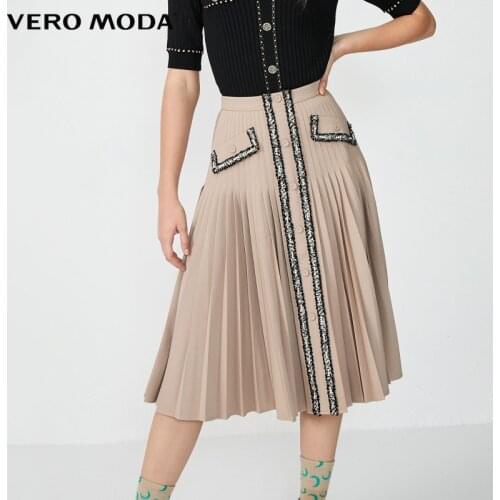 Vero Moda Women Pearl Decorative Pleated skirt|320116527