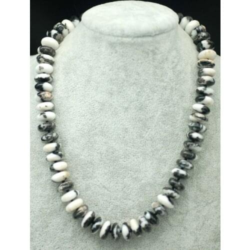 Zebra agate black white roundel 14*4mm necklace 18inch FPPJ wholesale beads nature
