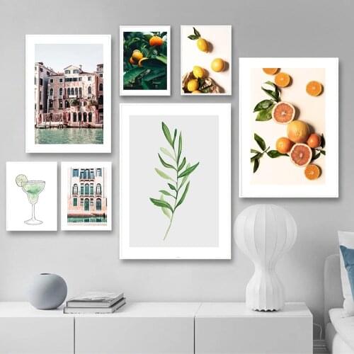 Green Plant Posters Prints Fruit Poster High Heel Glass Wall Art Nordic Canvas Painting Wall Pictures for Living Room Home Decor