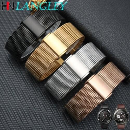 18/20/22mm Watch Band Mesh Strap Single Buckle Universal Milanese Quick Release Mesh Bands for Galaxy Active Watch For Huawei GT