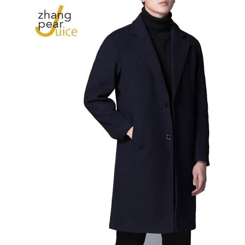 Wool Men Coats Turn Down Collar Male Fashion Wool Blend Outerwear Jackets Casual Woollen Blend