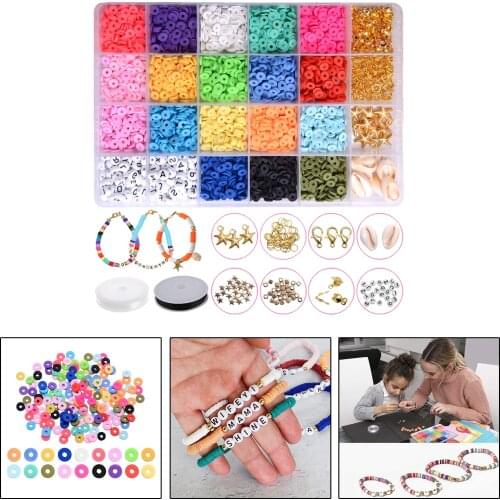 Mixed Flat Polymer Clay Beads Disc Loose Charms Lobster Clasp DIY Bracelets Jewelry Making Finding Crafts Supplies for Handcraft