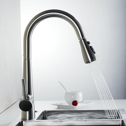 Kitchen Sink Faucets Kitchen Faucet Pull Out Spout Mixer Tap Chrome/Nickel/Black Brass Single Handle Hot and Cold Swivel Taps