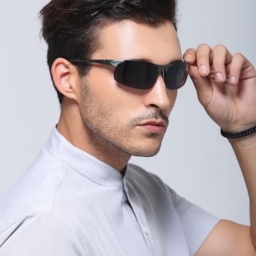 Aoron Driving Polaroid Sun Glasses Aluminum Frame Sports Sunglasses Men Polarized Driver Retro Goggles Anti-glare Goggles Oculos