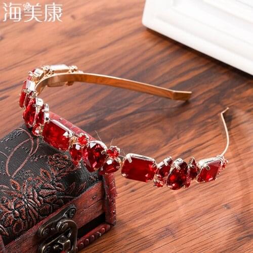 Haimeikang Bridal Crystal Tiaras Crowns Gem Luxury Headband Hair band Wedding Hair Accessories Hair Ornaments Women Hair Jewelry