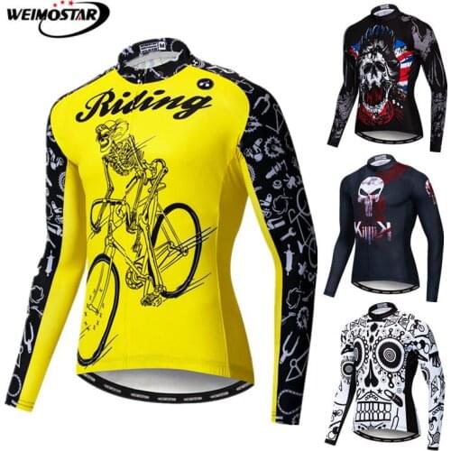 Weimostar Canada Team Mountain Bike Clothing Autumn Cycling Jersey Long Sleeve Men Outdoor Sport Cycling Wear MTB Bicycle Jersey