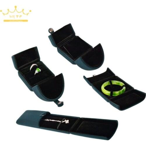 High-grade Deep Blue Velvet Flannel Engagement Couple Ring Box Pendant Box Double Open Snap Jewelry Box