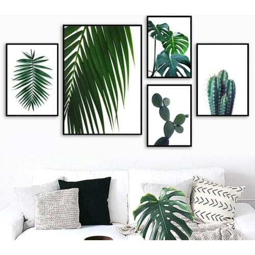 Green Plant Canvas Painting Nordic Scandinavian Poster for Home Design Interior Decor Wall Art Prints Leaves
