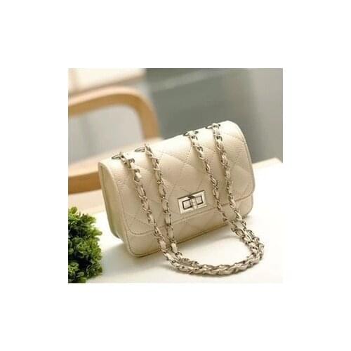 Women Chain Shoulder Bags Ladies Hot Pink Purse Bag Girl Candy Color Messenger Bag Mini Crossbody Bag Beige Diamond Lattice