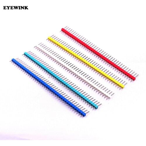 1set/6pcs Multicolor 1*40P Single Row Pin Needles Spacing 2.54MM Yellow Blue Green Black Red White Pin Header