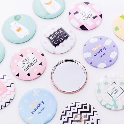 1pc mini Cartoon Anti-fall Portable Small Mirror Cute Girls Makeup Mirror Pocket Mirror For Beauty Tools