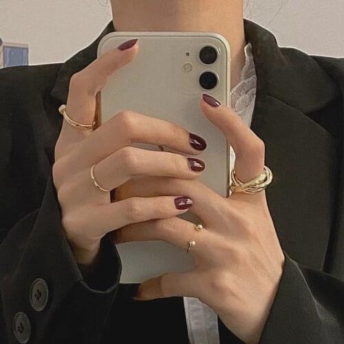 2021 Fashion Punk Metal Twist Chain Rings For Women Girls 4pcs/lot Adjustable Mid Finger Knuckle Ring Jewelry Gifts Suits