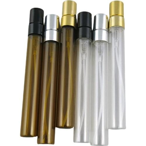 24 x 10ml Travel Mini Amber Glass Perfume Bottle with Aluminum Sprayer 10cc Clear Refillable Perfume Atomizer Fragrance Bottle