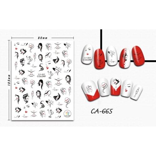 3D Nail Sticker Fashion Woman Avatar Design Stickers for Nails Manicure Sticker Decals Decoration Nail Art Sticker Accessories