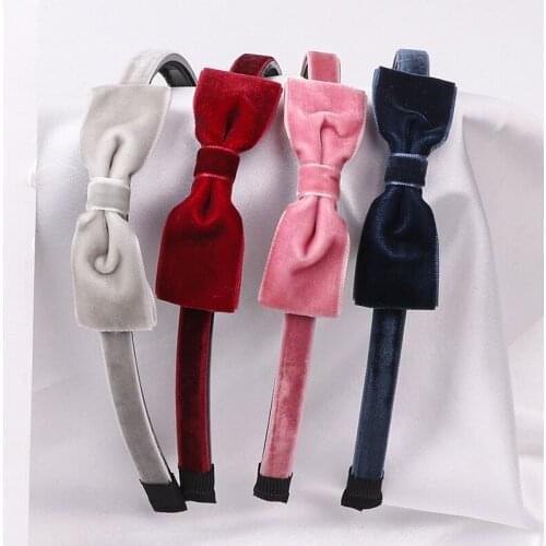 Free shipping basic velvet bow hairbands girls headbands student headwear hair accessories