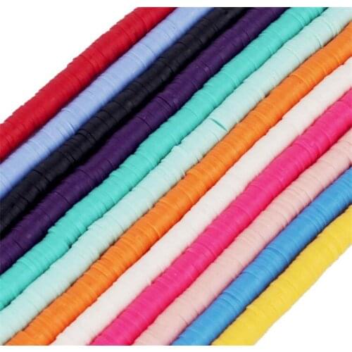 New 6mm Flat Round Handmade Polymer Clay Beads Spacers Loose Disc Bead for Jewelry Making Findings DIY