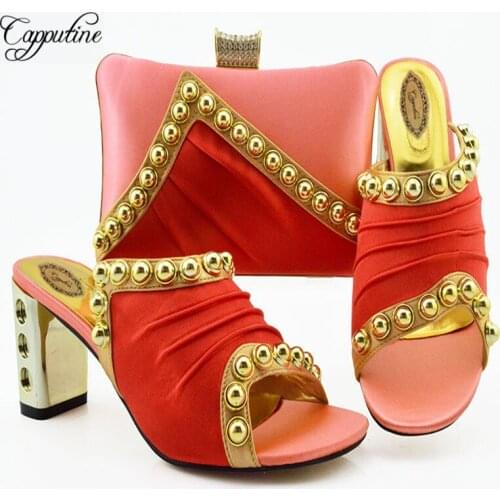 Capputine Newest African Woman Shoes And Bags Matching Set Nigeria Party Shoes And Bag Set New Blue Color Shoes And Bag Set