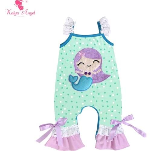Kaiya Angel Newborn Baby Sleeveless Romper 0~24M Infant Girls Mermaid Dot Jumpsuit Baby Summer Clothes 2018 Factory Wholesale