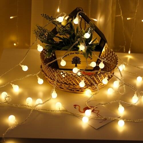 LED Cherry Ball Garlands Camping Lantern 10M Interior String Lights Mood Light Home Deco Indoor Lighting Plug Battery Operated