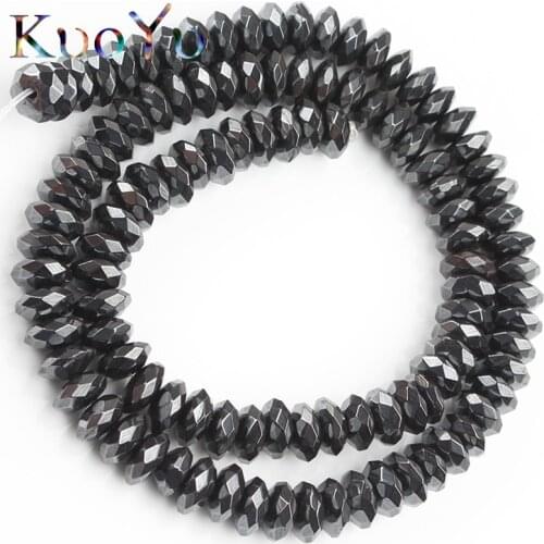 Faceted Flat Round Black Hematite Stone Beads Loose Rondelle Beads For Jewelry Making Natural Stone Diy Bracelet Earring Pendant