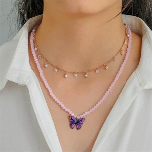 Dainty Butterfly Necklace 18K Gold/Silver/Rose Gold Plated Cubic Zirconia Butterfly Pendant Chain Necklaces For Women Jewelry