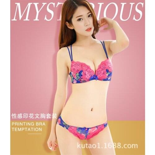 Women Sexy Super Boost Push-up Bra And Bra Set Sexy Print Bra Set Thick Padded Underwear Charming Brassiere Deep V Lingerie DN