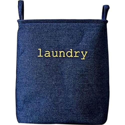 3PCS / LOT Denim Thicken Dirty Clothes Laundry Hamper with Lining Toy Sundries Storage Bin Folding Laundry Basket