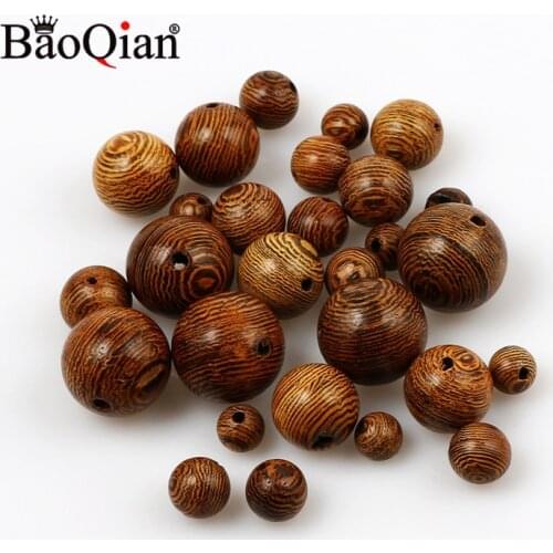 6-15mm Natural Wenge Round Ball Wooden Beads For Jewelry Making DIY Wood Crafts Hnadmade Home Decoration Handicrafts