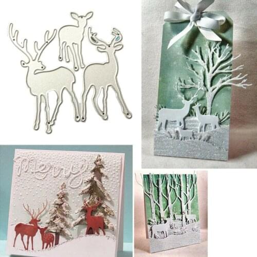 L-Sunday Crafts Lovely Christmas Deer Metal Cutting Dies Stencils Scrapbooking Album Card Crafts