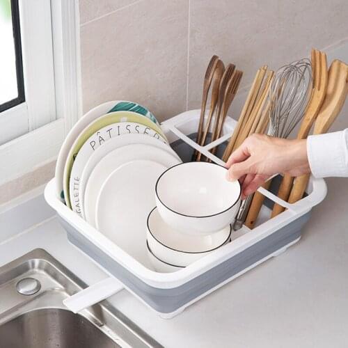 Multifunction Collapsible Drain Basket House Dish Rack Folding Storage Rack Kitchen Tools Kitchen Strainer Storage Basket