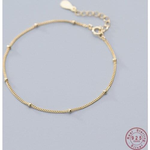 Fashion Minimalist Round Bead Link Chain Charm Bracelet&Bangle for Women Genuine 925 Sterling Silver Jewelry Gift 2020