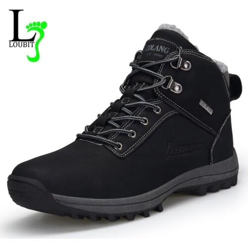 Men Boots Winter With Fur & Canvas Warm Snow Boots Men Work Shoes Male Footwear Rubber Ankle Boots Winter Sneakers Big Size 47