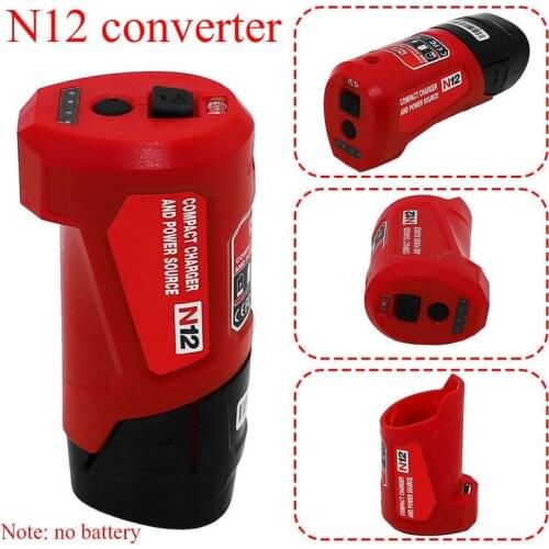 Charger Converter Usb Power Charging Adapter for Milwaukee 48-59-1201 M12V Li-Ion Battery