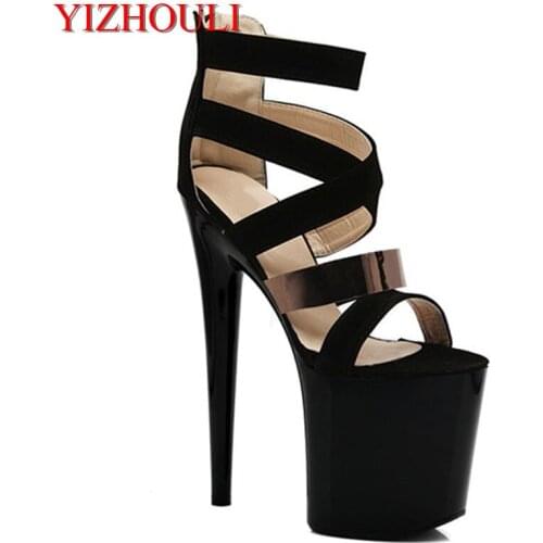 Summer sandals ultra-high with waterproof 20 cm thick black bottom club for womens shoes