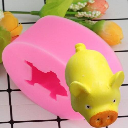 Piggy Pig Silicone Mold Cupcake Topper Fondant Chocolate Moulds 3D Craft Soap Resin Molds Cake Decorating Tools Candy Mould